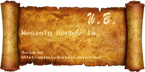 Weszely Borbála névjegykártya